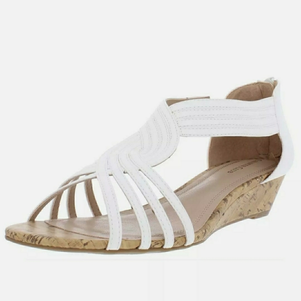 Charter Club Womens Ginifur White Wedge Sandals S